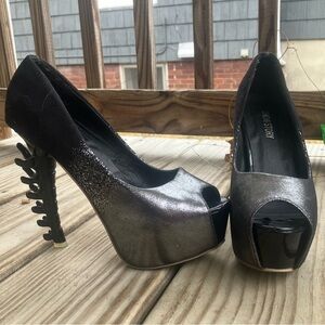 Black and Silver Spine Heels